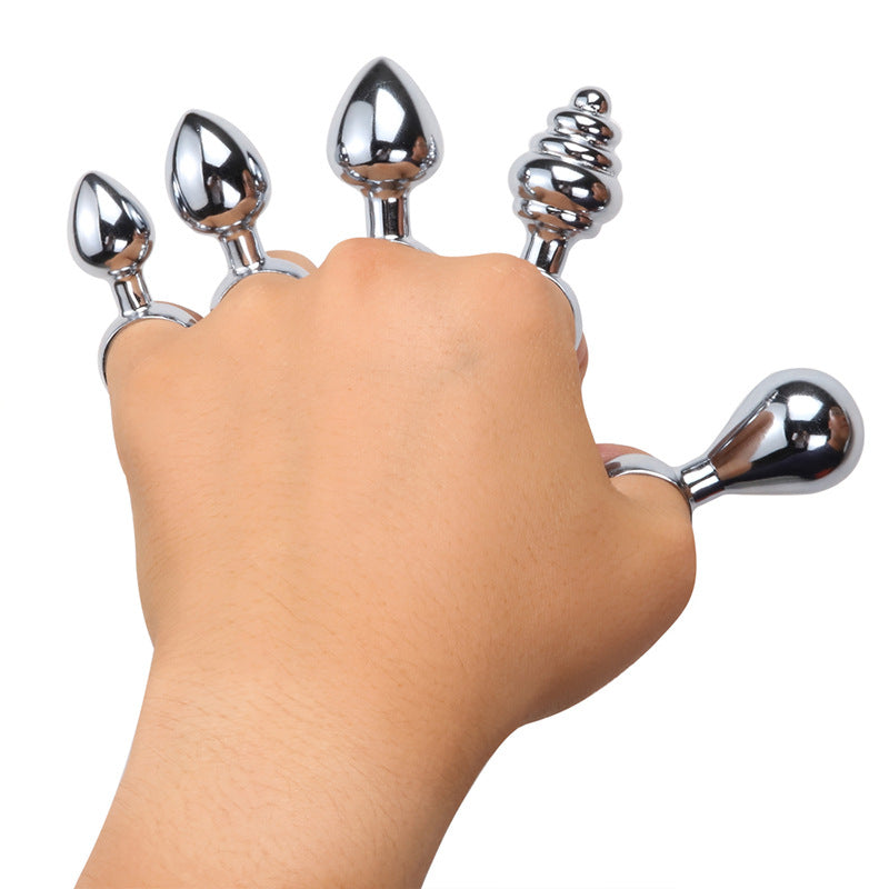 Metal finger pull ring anal plug