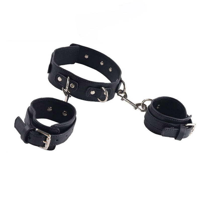SM Leather Restraint Collar Set